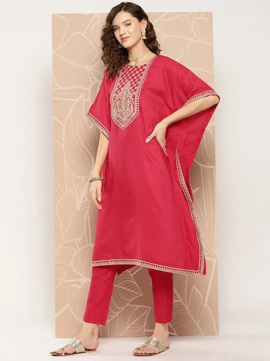 Paisley Yoke Design Kaftan Kurta With Trousers