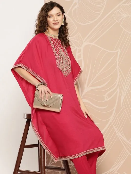 Paisley Yoke Design Kaftan Kurta With Trousers