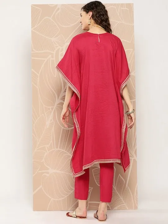Paisley Yoke Design Kaftan Kurta With Trousers