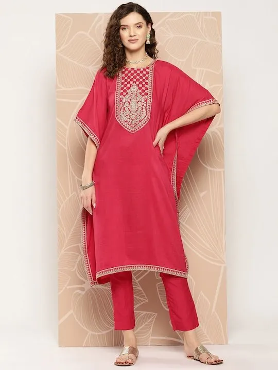 Paisley Yoke Design Kaftan Kurta With Trousers