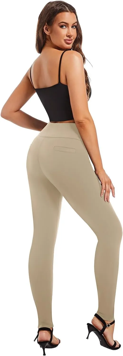 Pants for Women, Comfort Stretch Skinny Slim Dress Pants, Skinny High Waist Pull on Pants with Pockets
