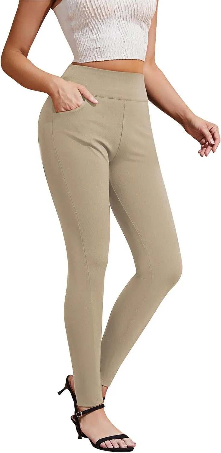 Pants for Women, Comfort Stretch Skinny Slim Dress Pants, Skinny High Waist Pull on Pants with Pockets