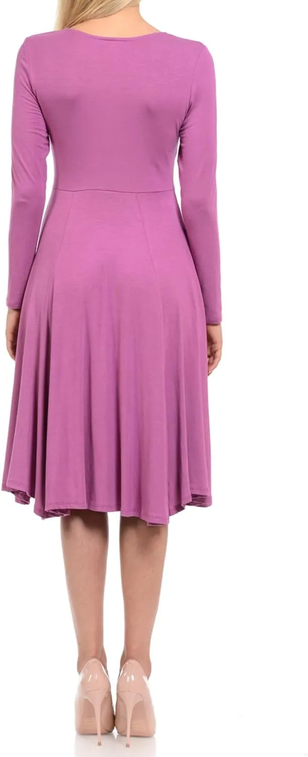 Pastel by Vivienne Women's Long Sleeve Fit and Flare Midi Dress Casual Formal