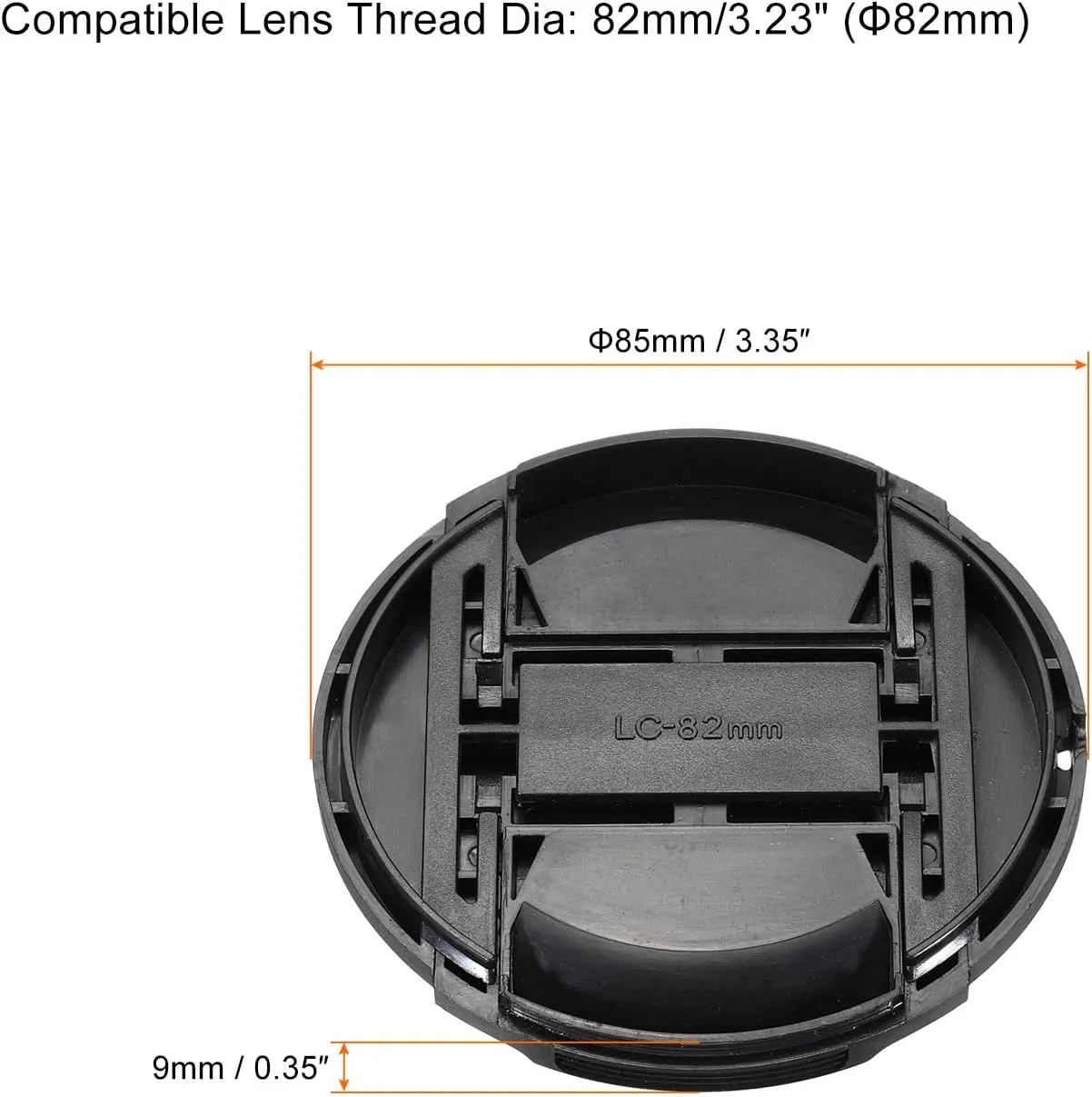 PATIKIL Camera Lens Cap, 2 Pack Center Pinch Front Lens Cover with Cap String/Microfiber Cleaning Cloth for 82mm Thread Universal DSLR Lenses for Nikon, for Fujifilm, for Pentax, for Leica