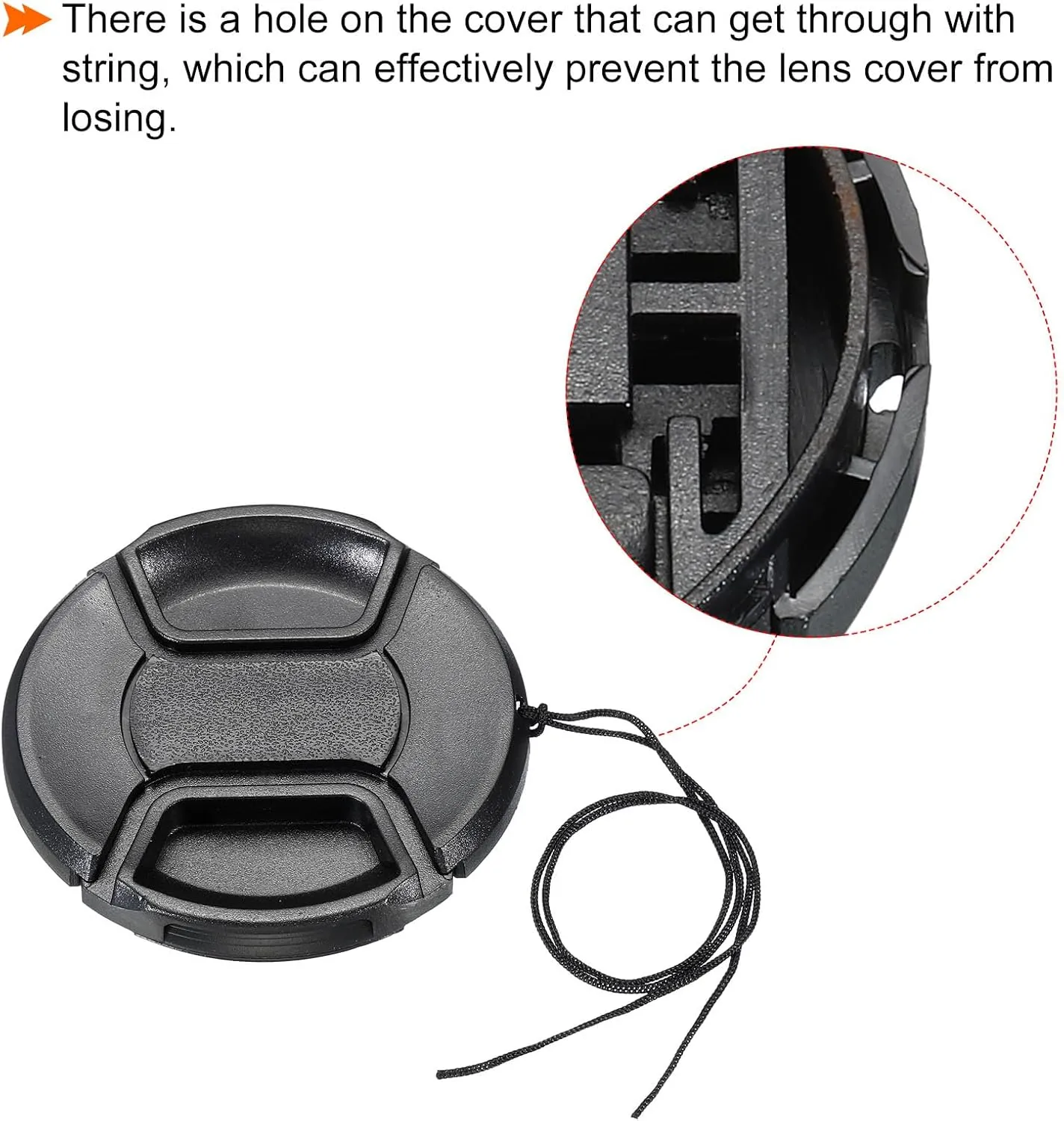 PATIKIL Camera Lens Cap, 2 Pack Center Pinch Front Lens Cover with Cap String/Microfiber Cleaning Cloth for 82mm Thread Universal DSLR Lenses for Nikon, for Fujifilm, for Pentax, for Leica