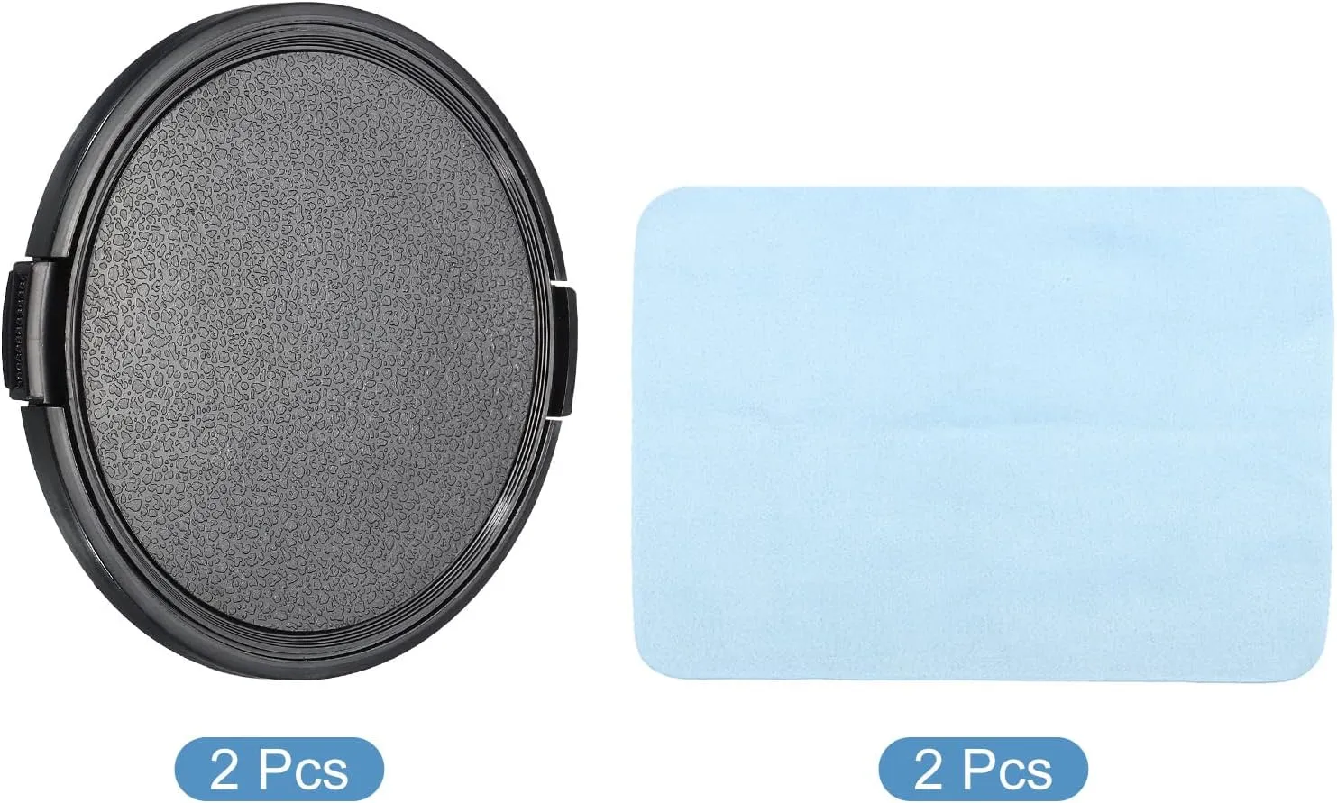PATIKIL Camera Lens Cap, 2 Pack Sides Pinch Front Lens Cover with Microfiber Cleaning Cloth for 82mm Thread Universal DSLR Lenses for Nikon, for Fujifilm, for Pentax, for Leica