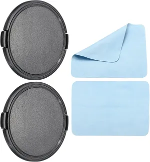 PATIKIL Camera Lens Cap, 2 Pack Sides Pinch Front Lens Cover with Microfiber Cleaning Cloth for 82mm Thread Universal DSLR Lenses for Nikon, for Fujifilm, for Pentax, for Leica