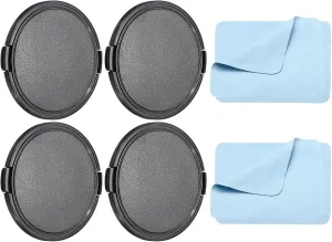 PATIKIL Camera Lens Cap, 4 Pack Sides Pinch Front Lens Cover with Microfiber Cleaning Cloth for 82mm Thread Universal DSLR Lenses for Nikon, for Fujifilm, for Pentax, for Leica