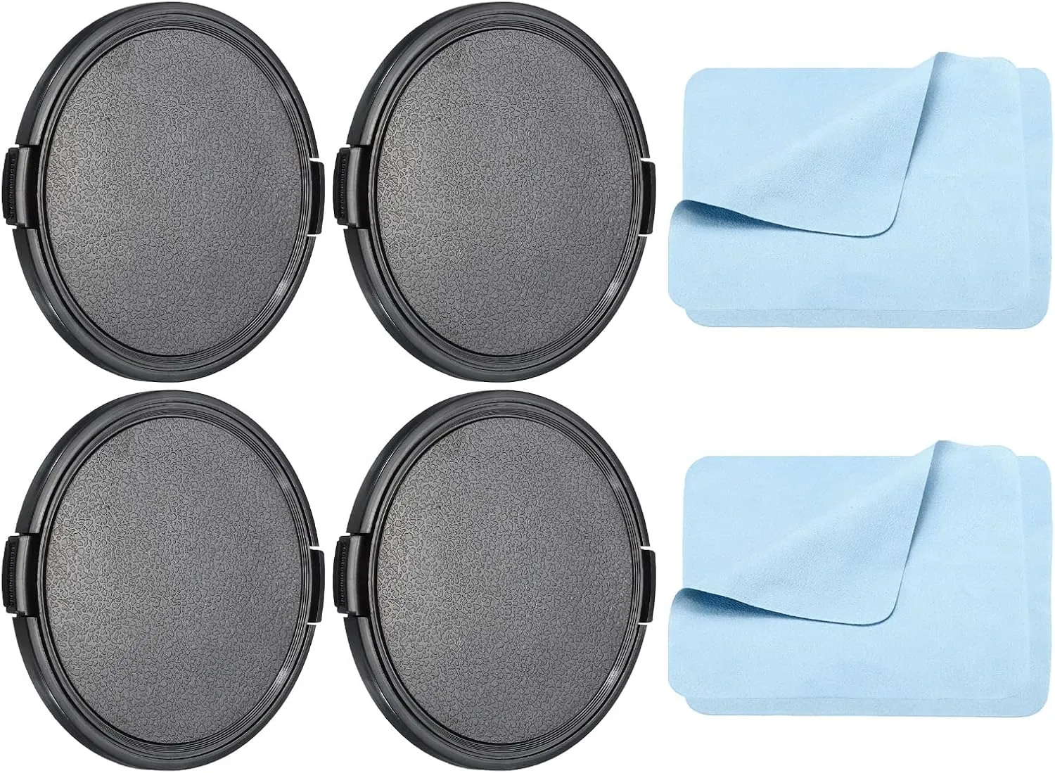 PATIKIL Camera Lens Cap, 4 Pack Sides Pinch Front Lens Cover with Microfiber Cleaning Cloth for 82mm Thread Universal DSLR Lenses for Nikon, for Fujifilm, for Pentax, for Leica