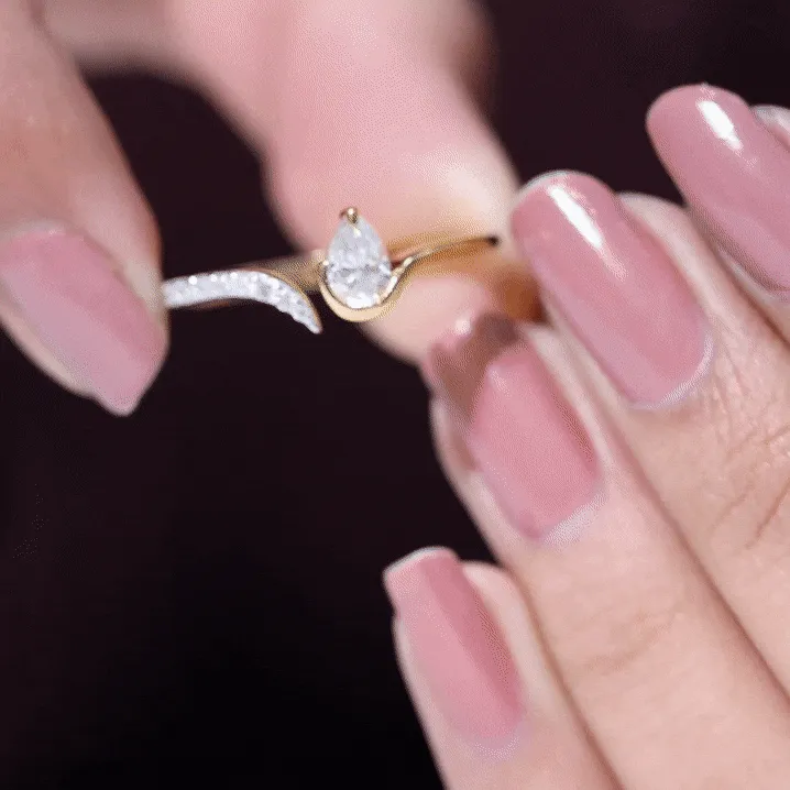 Pear Shaped Moissanite Cuff Ring
