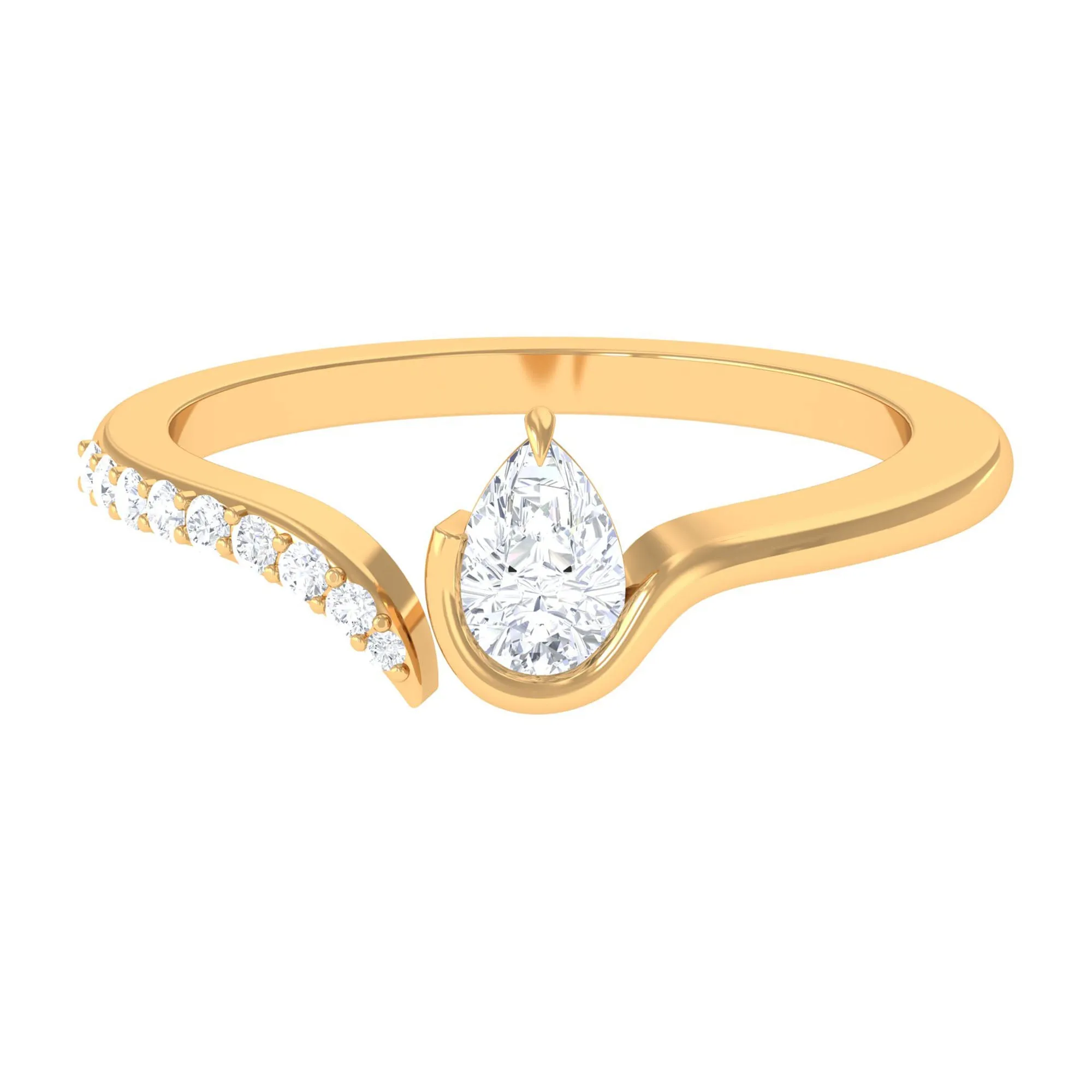 Pear Shaped Moissanite Cuff Ring