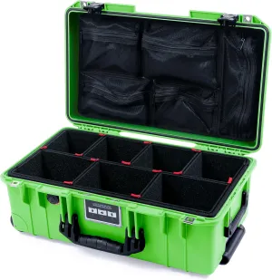 Pelican Air 1535 Carry-on Case by ColorCase - Lime Green - Medium Size Waterproof Case with TrekPak Divider System & Mesh Lid Organizer - Black Handles & TSA Locking Latches