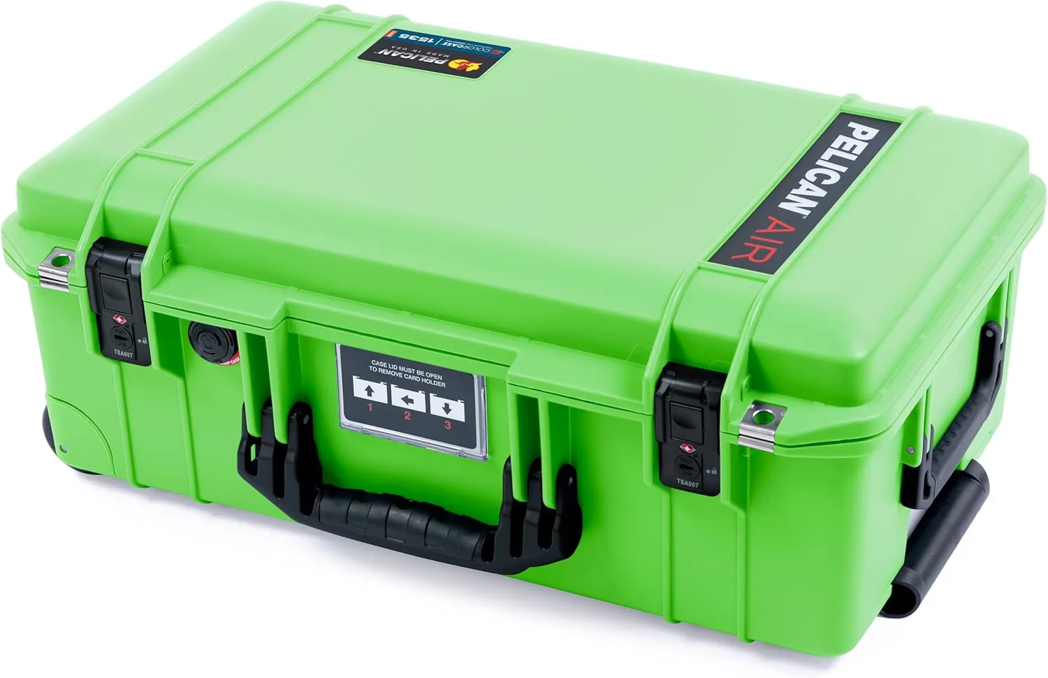 Pelican Air 1535 Carry-on Case by ColorCase - Lime Green - Medium Size Waterproof Case with TrekPak Divider System & Mesh Lid Organizer - Black Handles & TSA Locking Latches