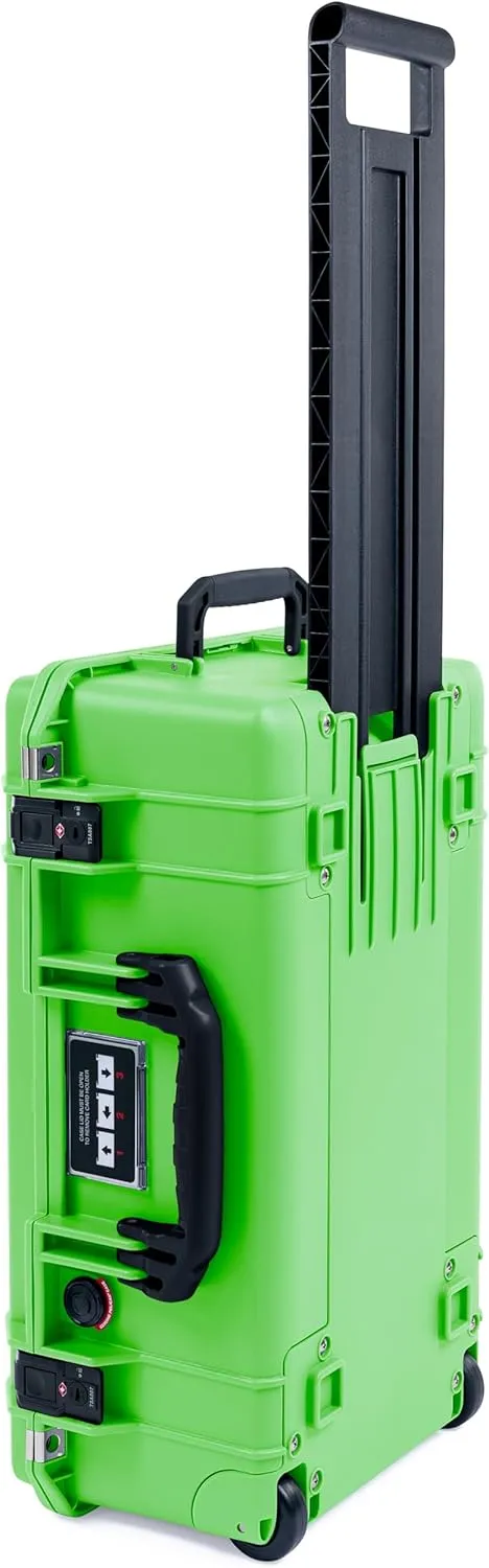 Pelican Air 1535 Carry-on Case by ColorCase - Lime Green - Medium Size Waterproof Case with TrekPak Divider System & Mesh Lid Organizer - Black Handles & TSA Locking Latches
