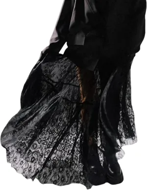 Perbai Women's Sexy Sheer Lace Skirt High Waisted Floral Embroidered Ruffled A Line Long Maxi Beach Skirts