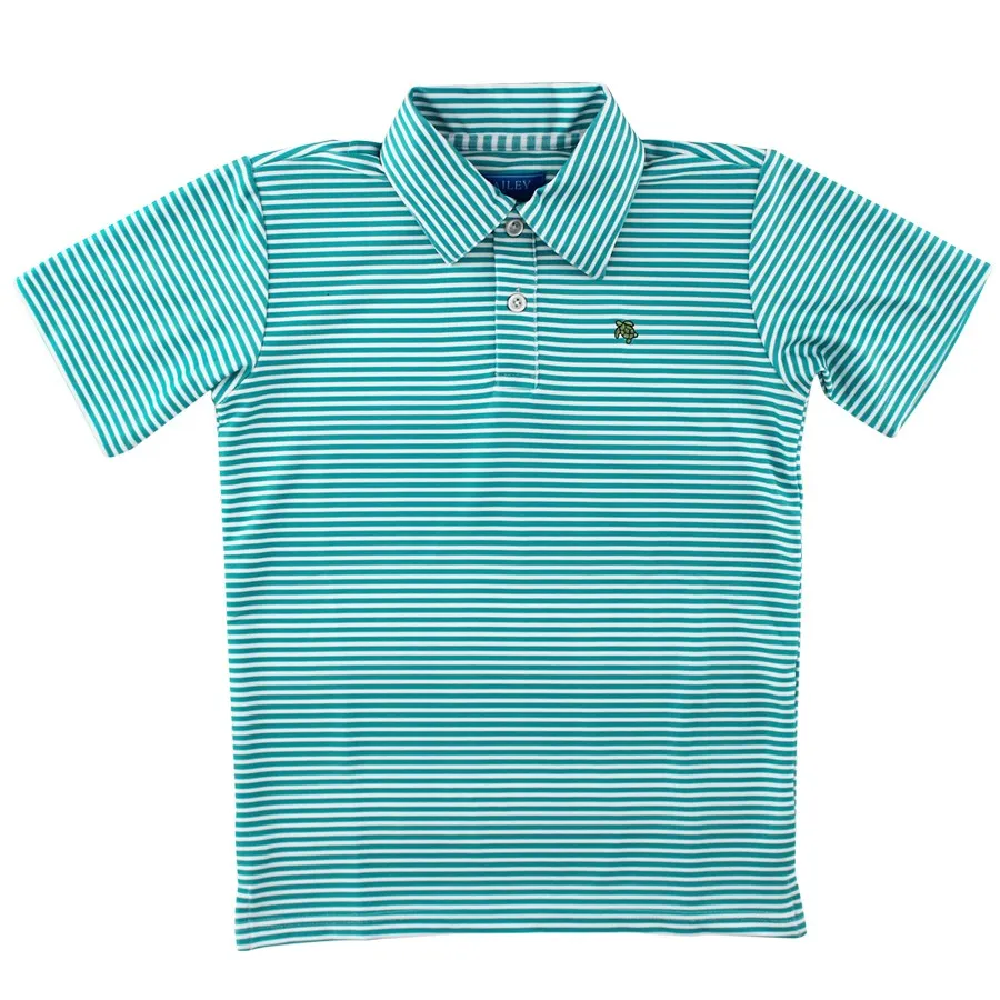 Performance Polo - Green/White Ocean Stripe