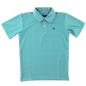 Performance Polo - Green/White Ocean Stripe