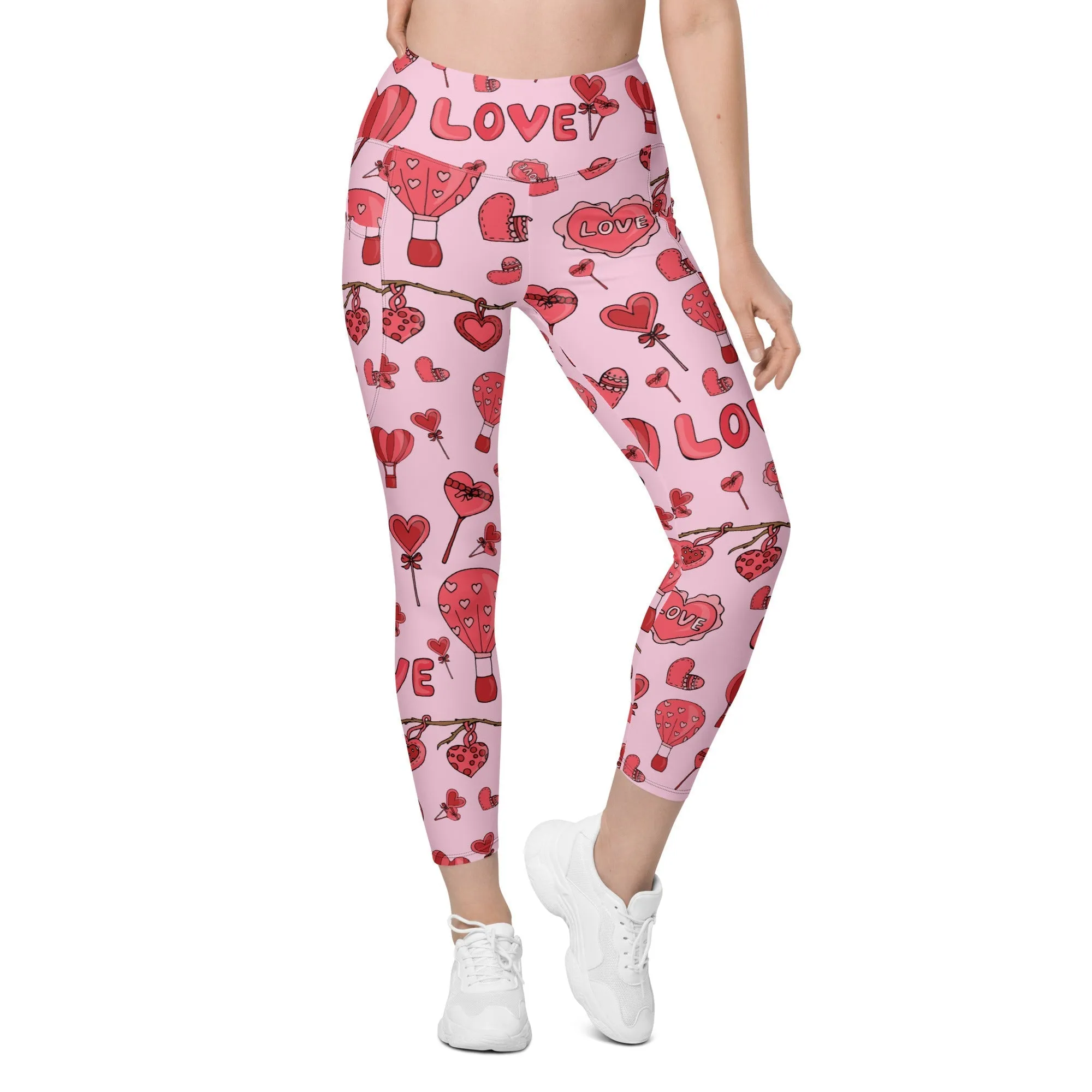 Pink Love Leggings With Pockets