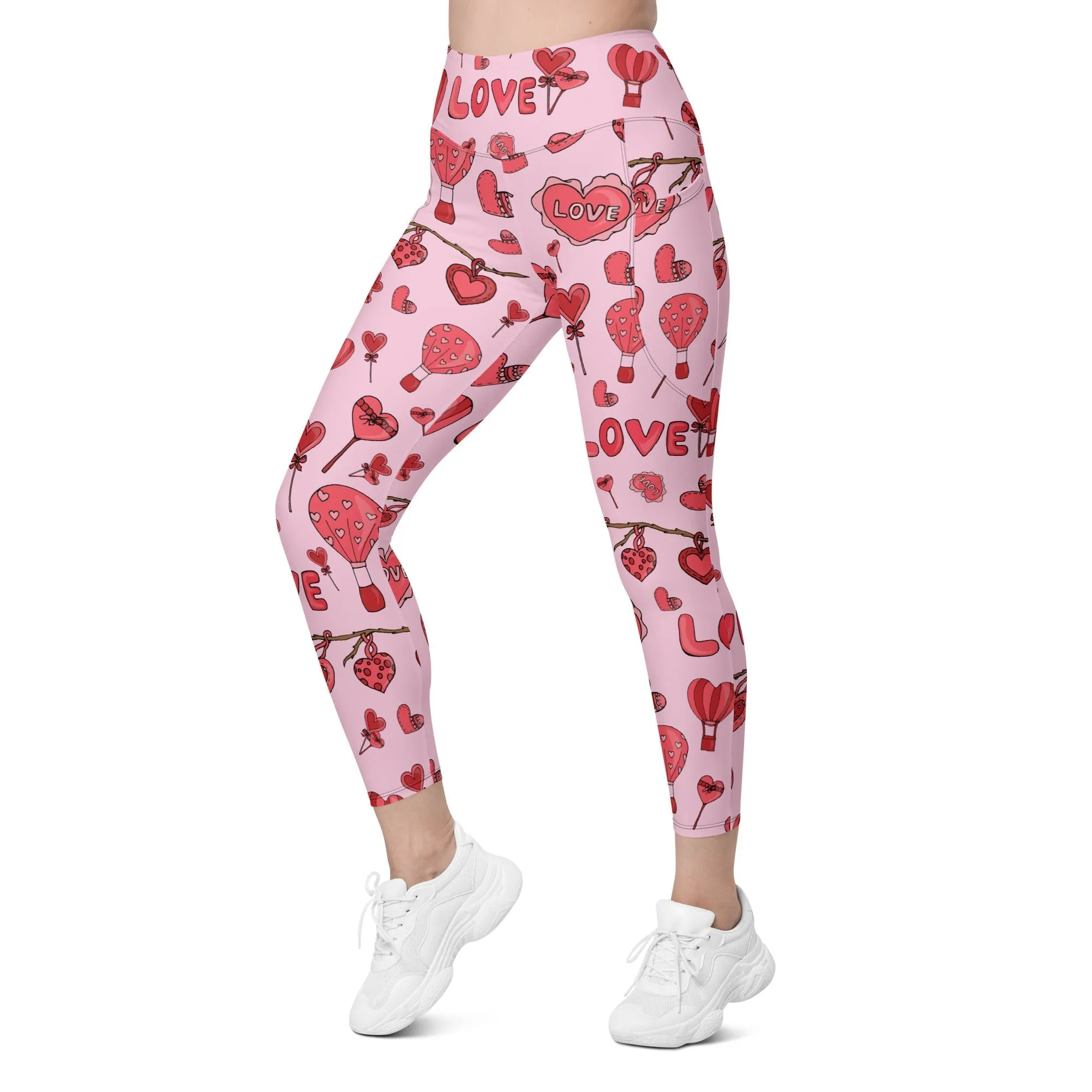 Pink Love Leggings With Pockets
