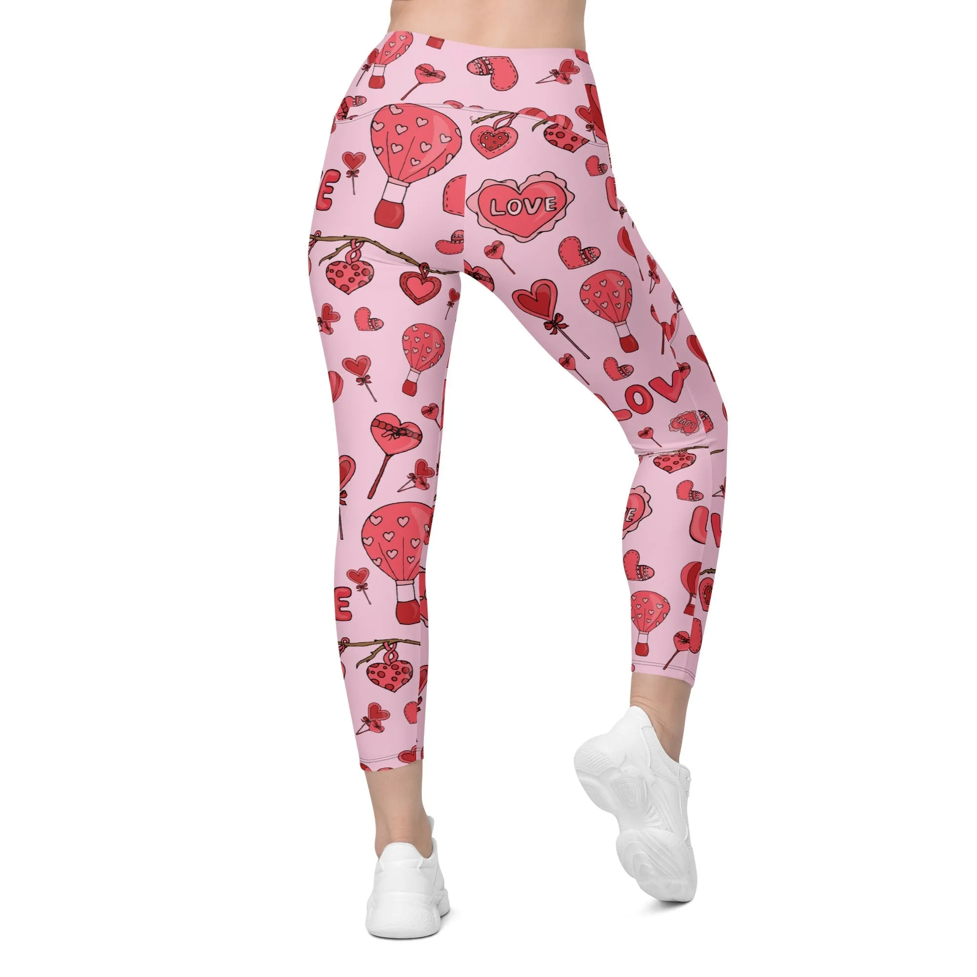 Pink Love Leggings With Pockets
