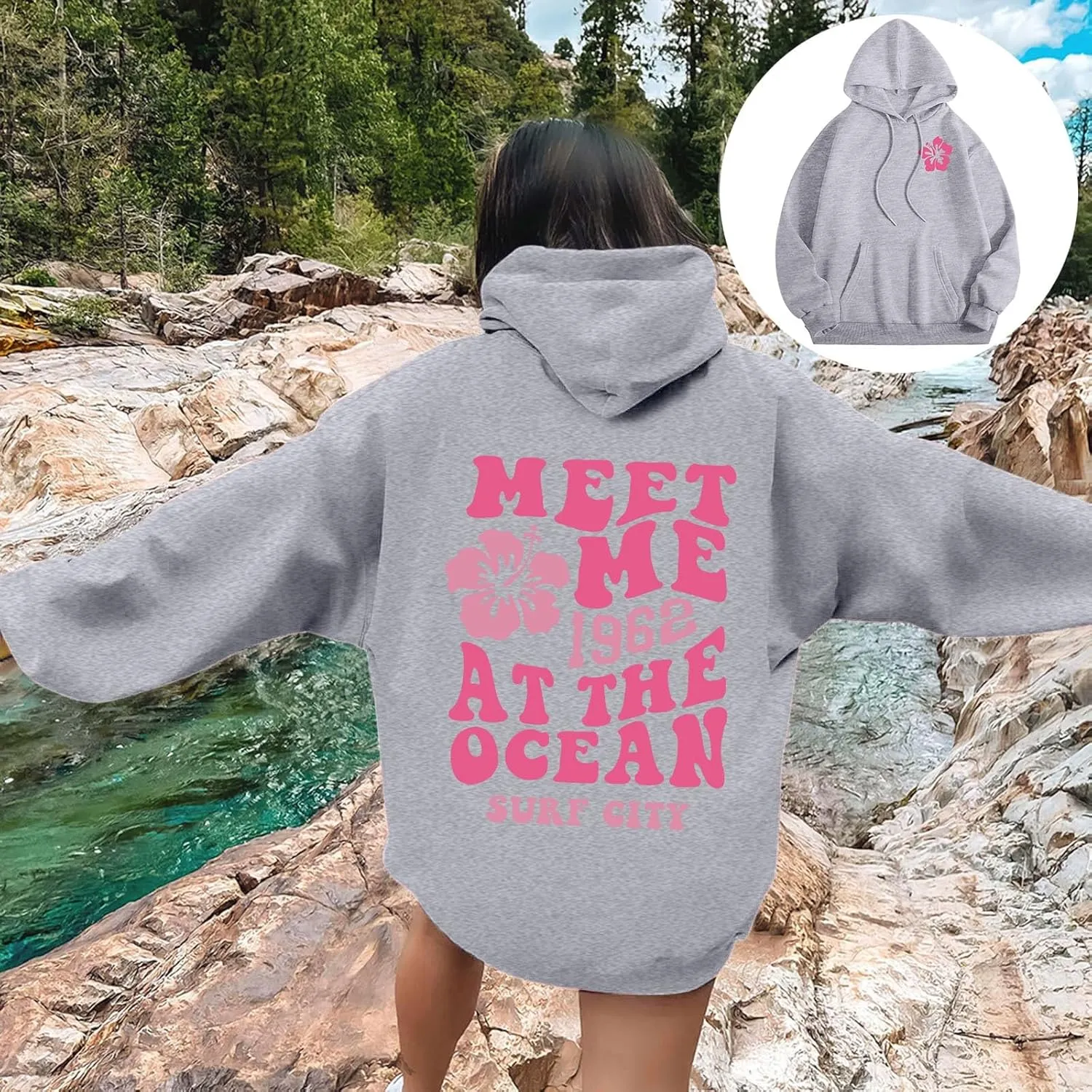 Pink Oversized Hoodie - Unisex Adult Clothing - Active Individuals - Sweatshirt - Long Sleeve - with Pockets