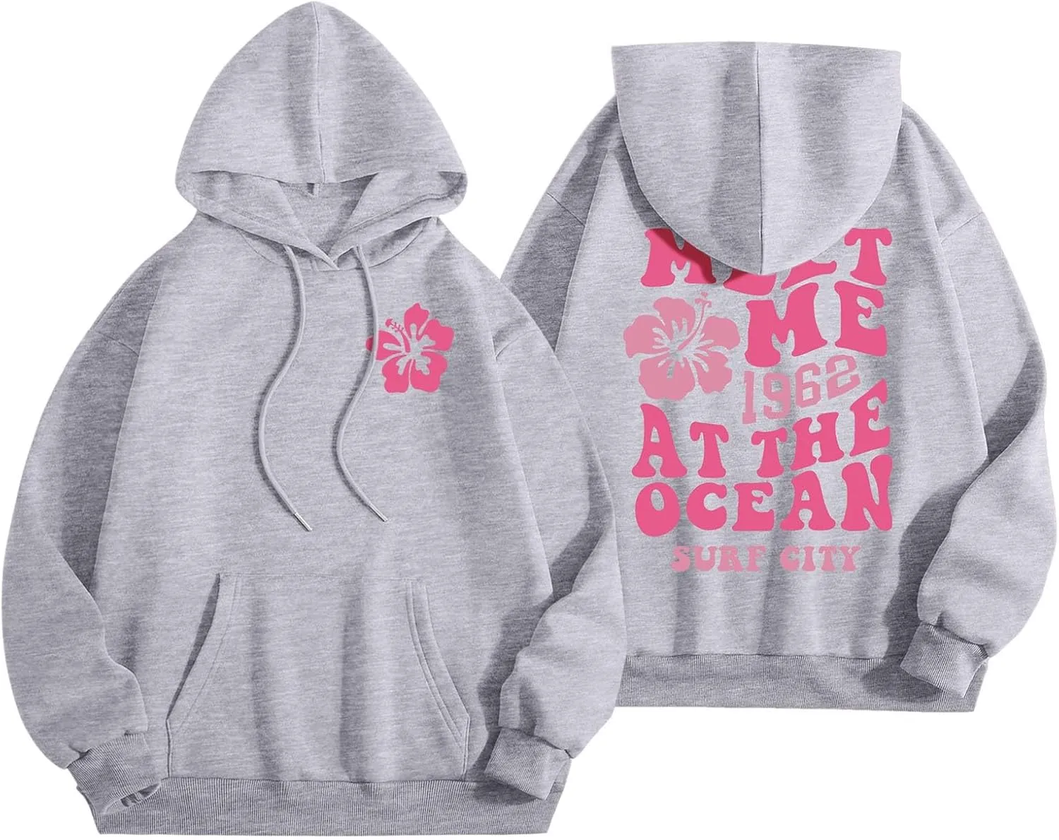 Pink Oversized Hoodie - Unisex Adult Clothing - Active Individuals - Sweatshirt - Long Sleeve - with Pockets
