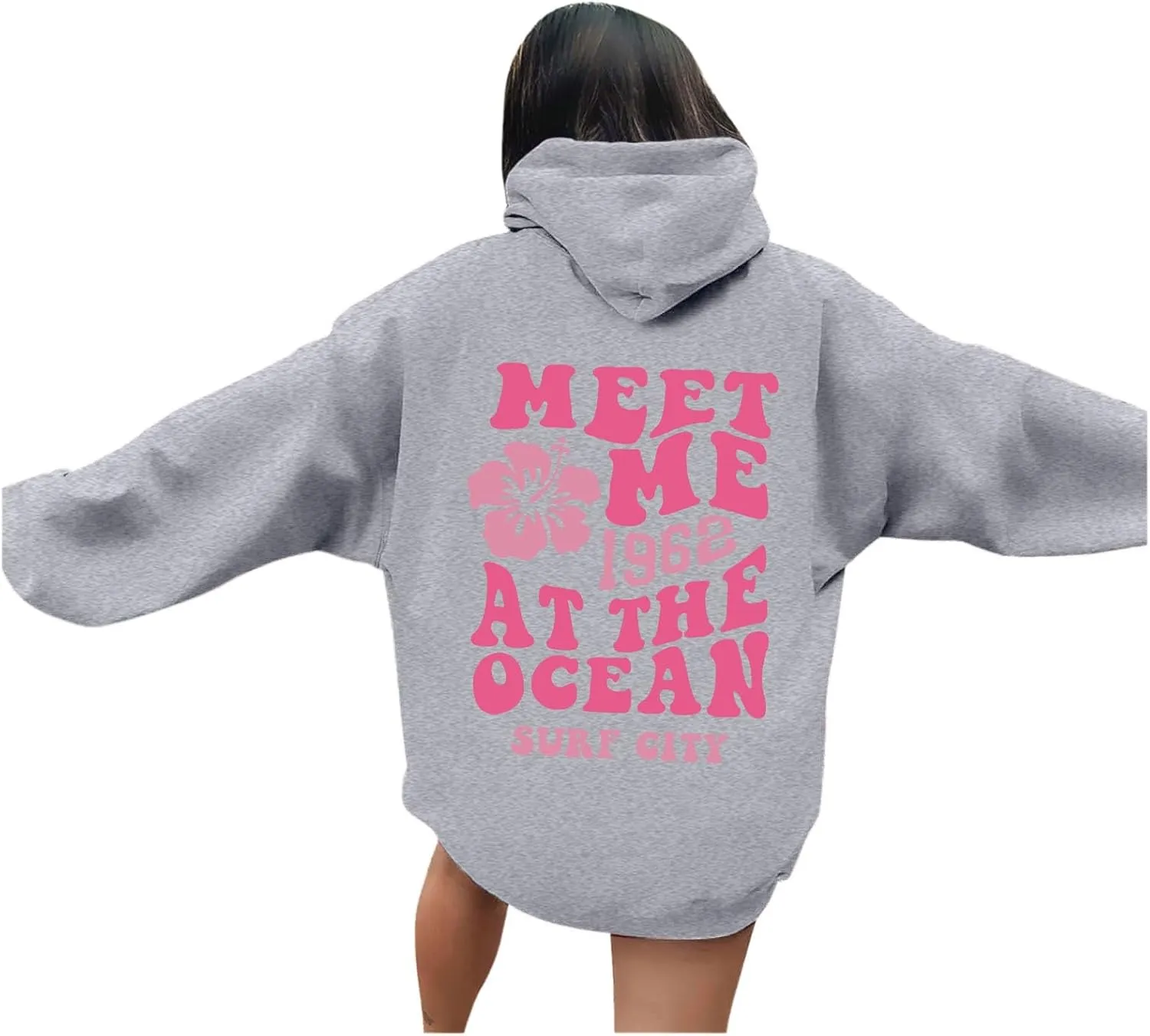 Pink Oversized Hoodie - Unisex Adult Clothing - Active Individuals - Sweatshirt - Long Sleeve - with Pockets