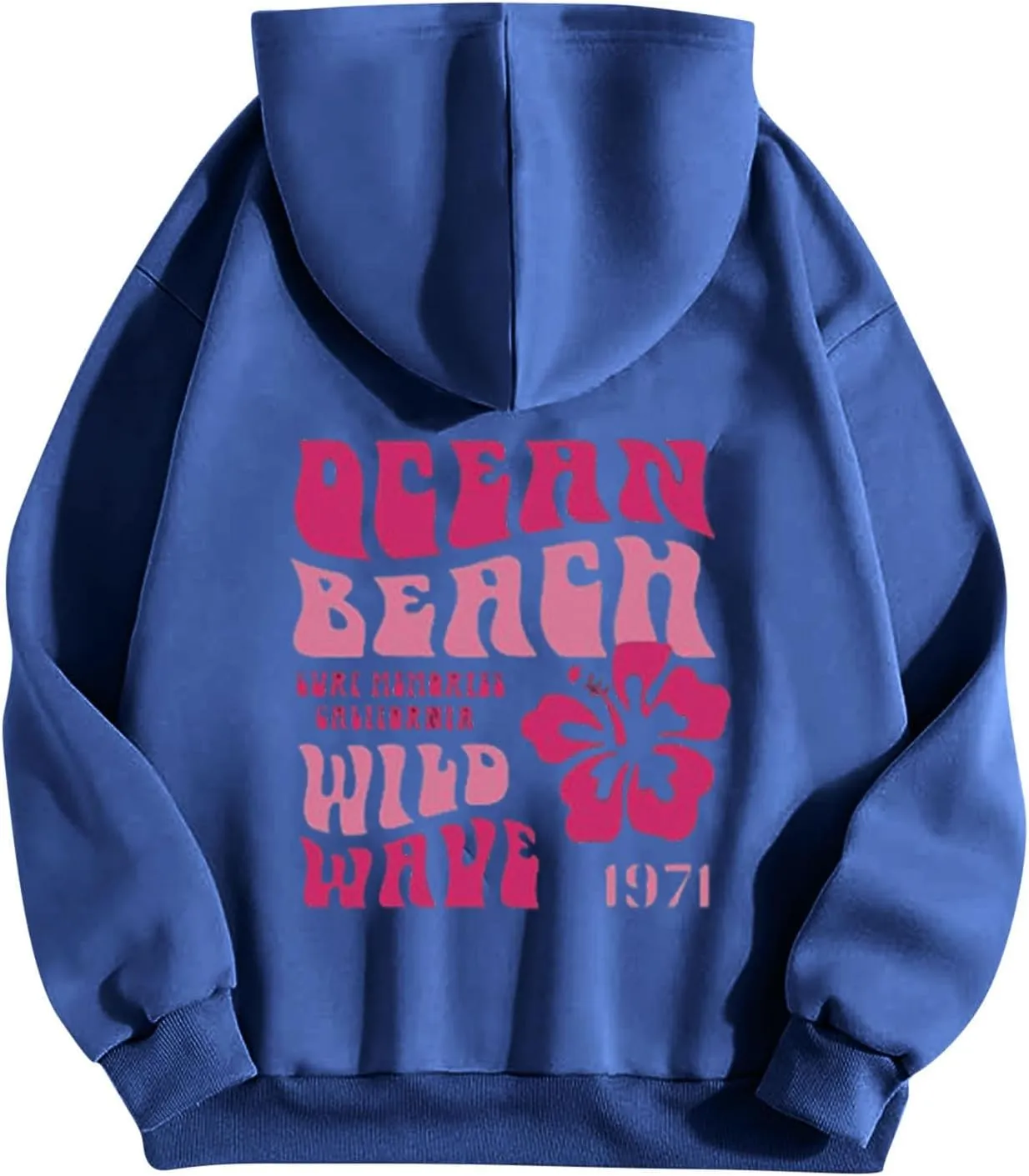 Pink Palm Puff Hoodie for Women Graphic Letter Print Hoodies Oversize Lightweight Pullover Y2k Drawstring Sweatshirt