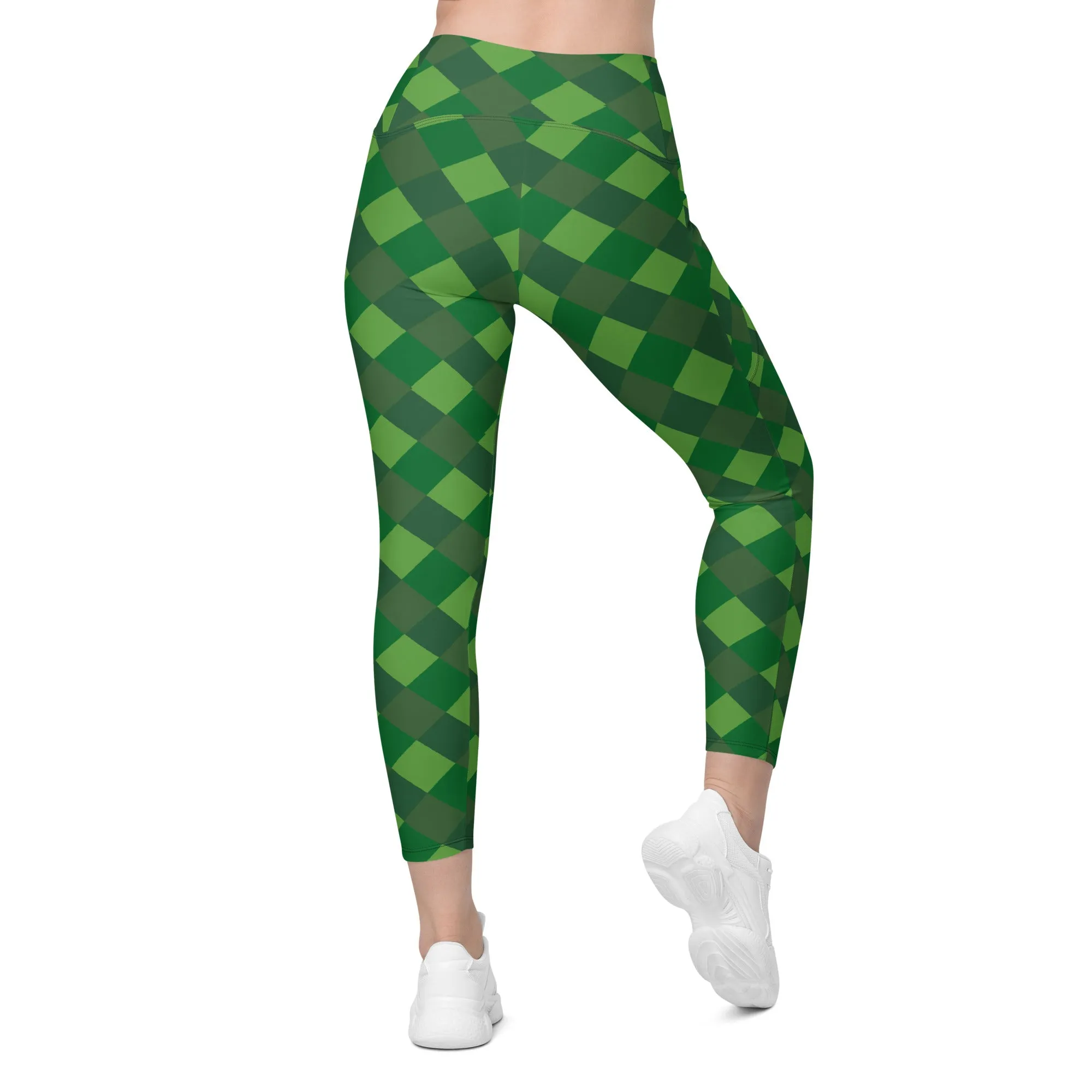 Plaid Crossover Leggings with Pockets, lioness-love