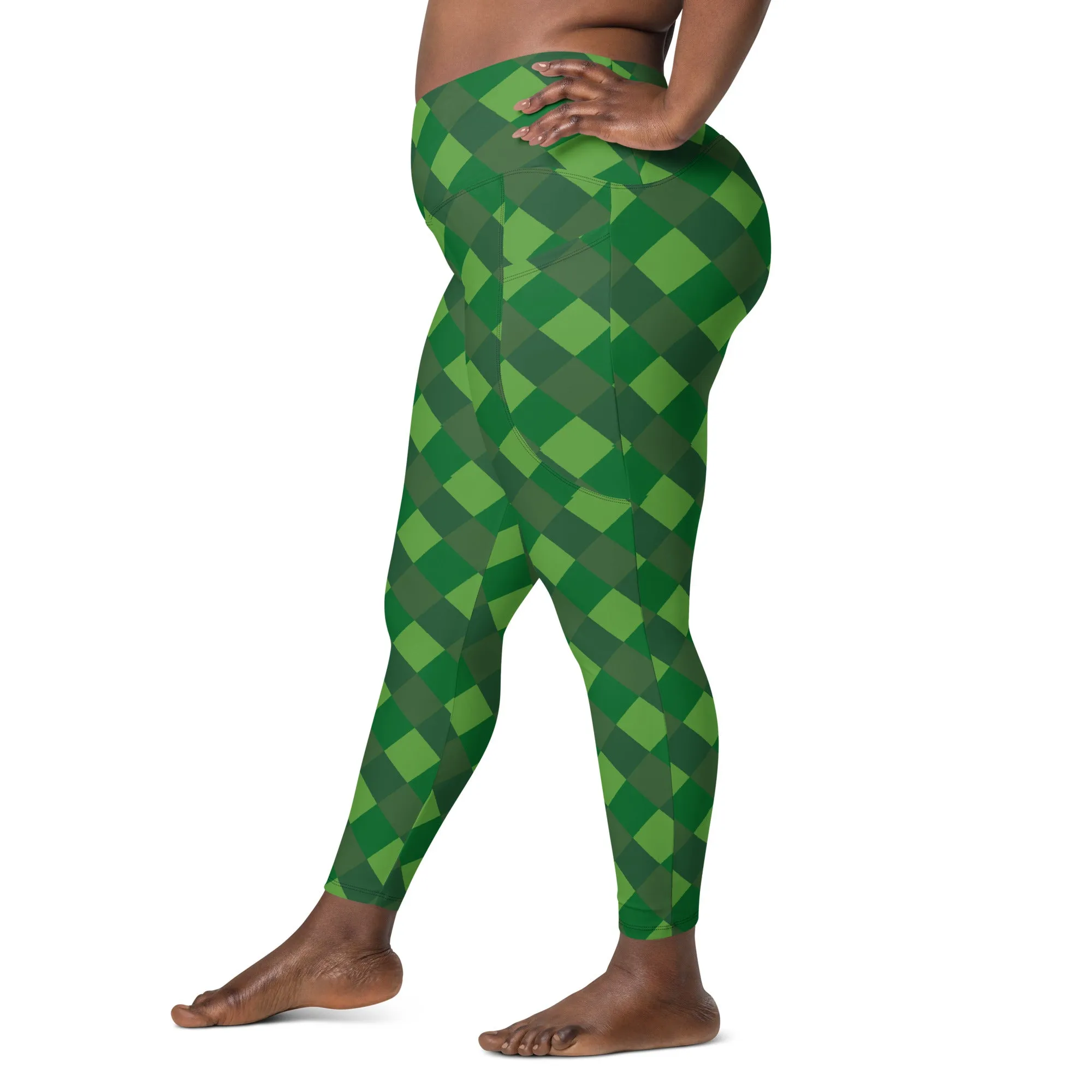 Plaid Crossover Leggings with Pockets, lioness-love