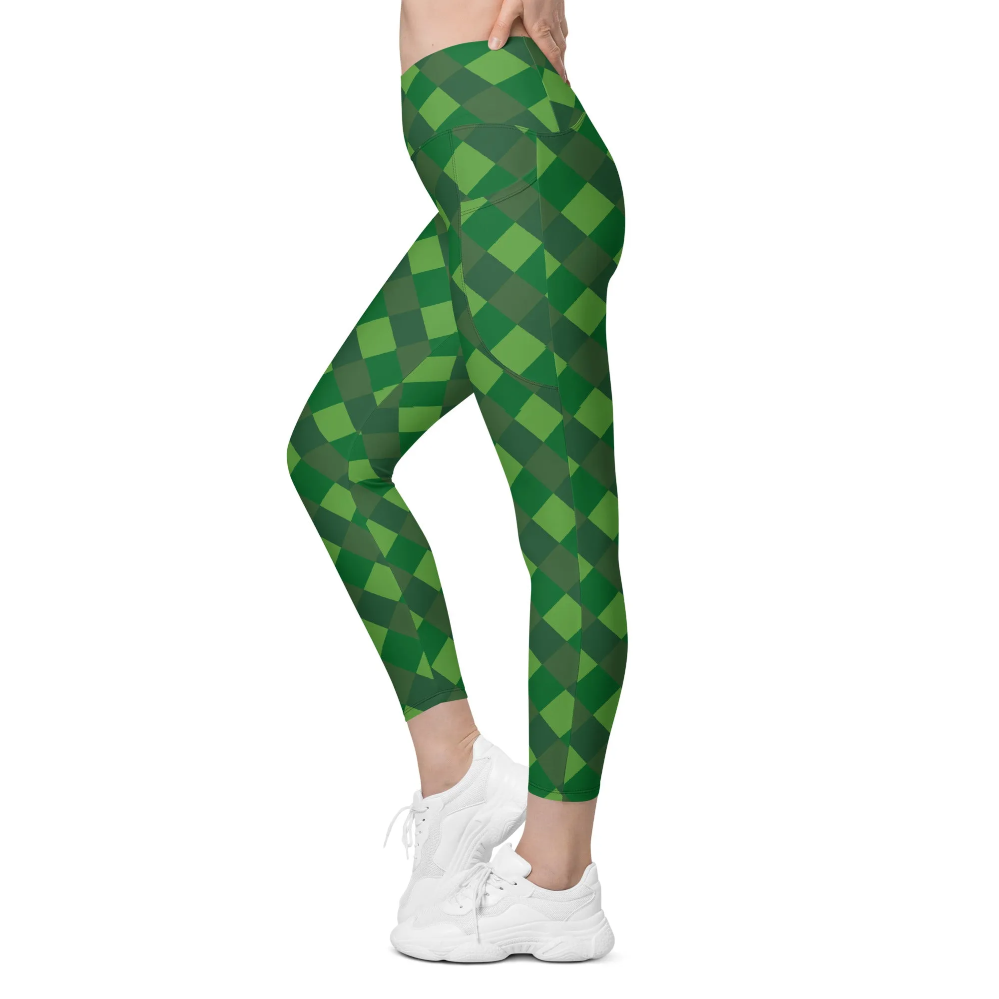 Plaid Crossover Leggings with Pockets, lioness-love