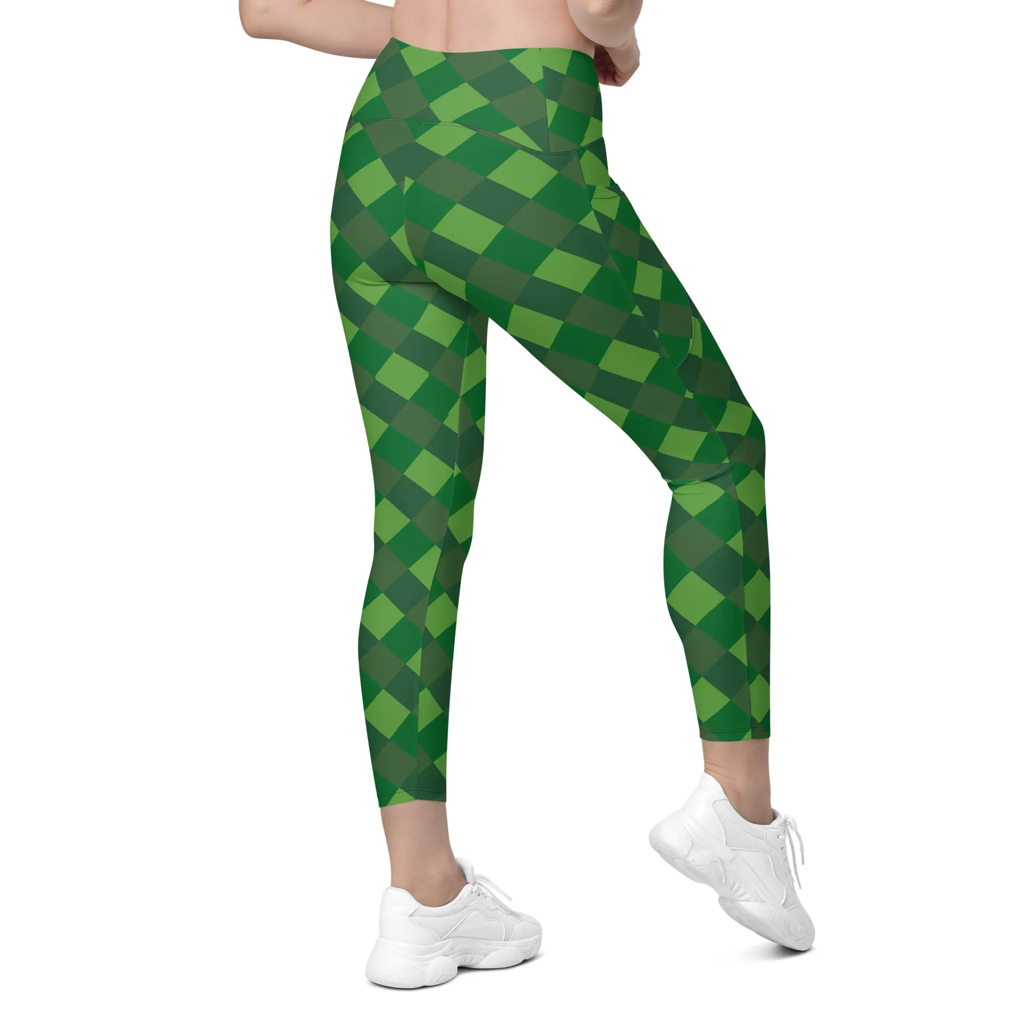 Plaid Crossover Leggings with Pockets, lioness-love