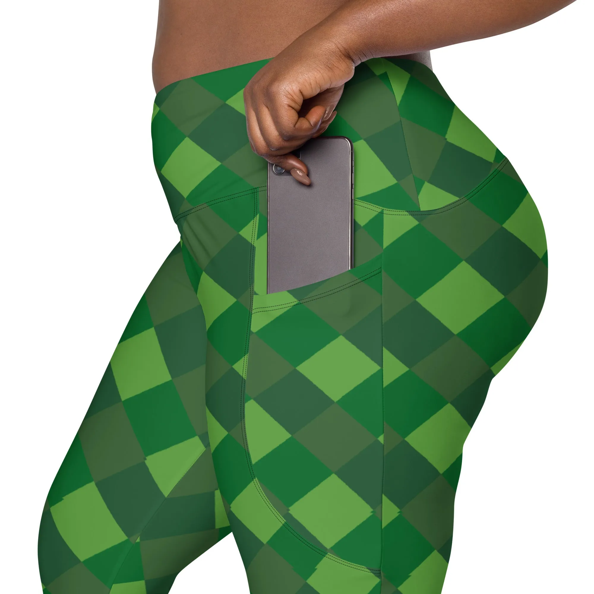 Plaid Crossover Leggings with Pockets, lioness-love