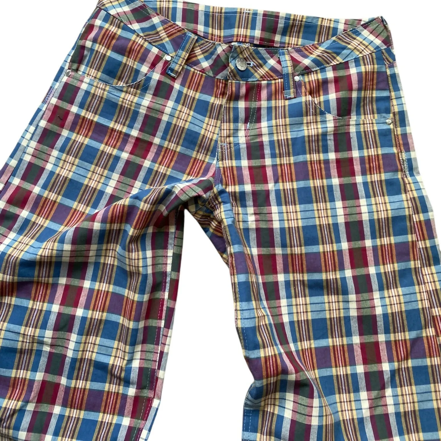 Plaid Low Rise Trousers (28 Waist)