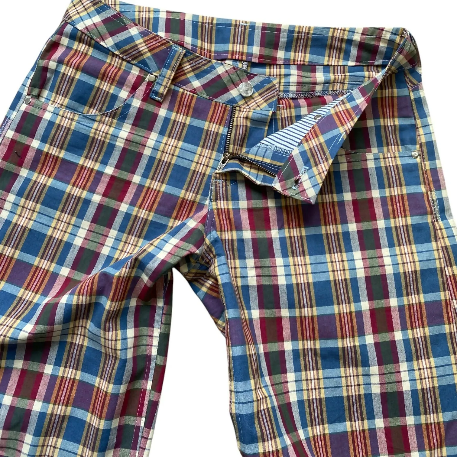 Plaid Low Rise Trousers (28 Waist)