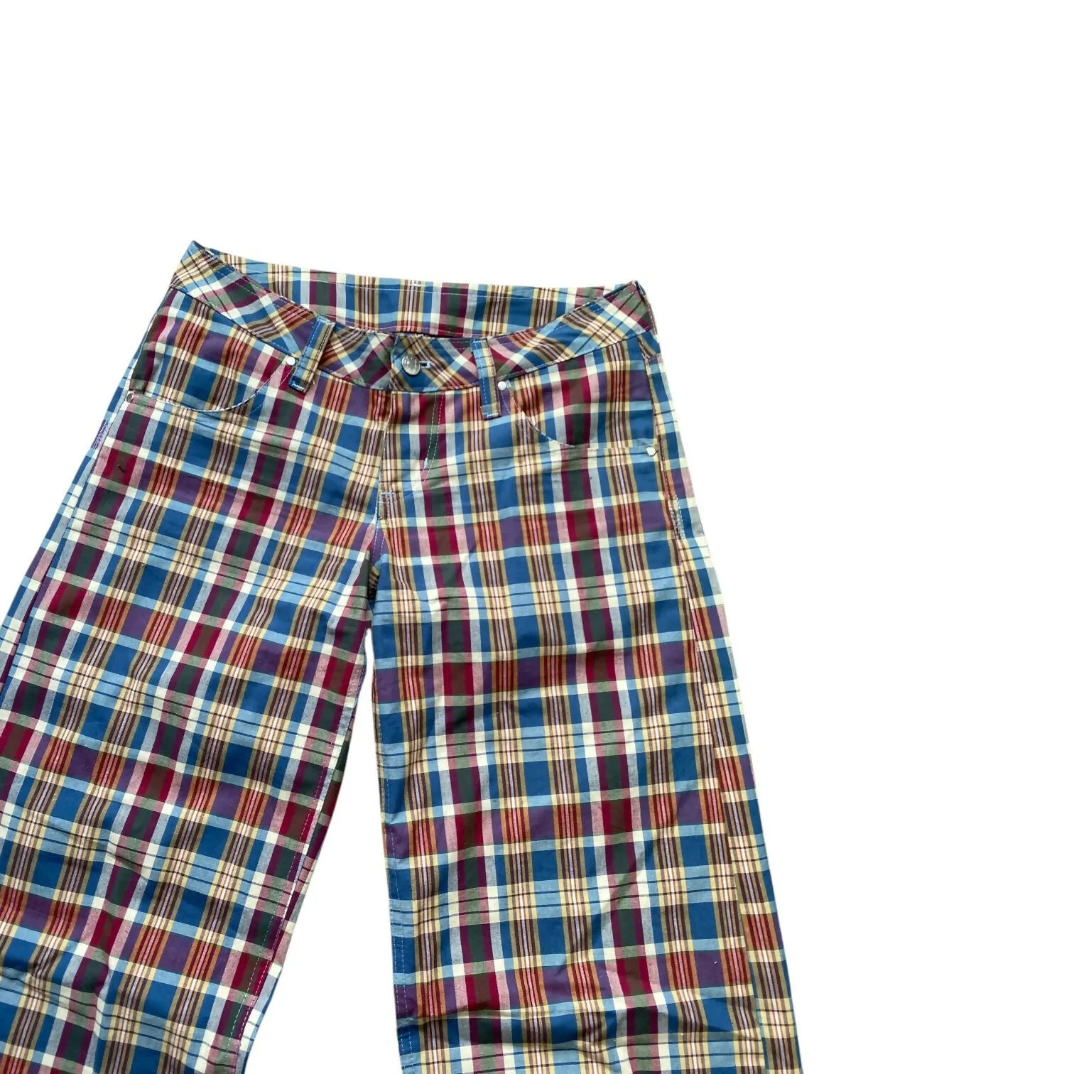 Plaid Low Rise Trousers (28 Waist)