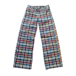 Plaid Low Rise Trousers (28 Waist)