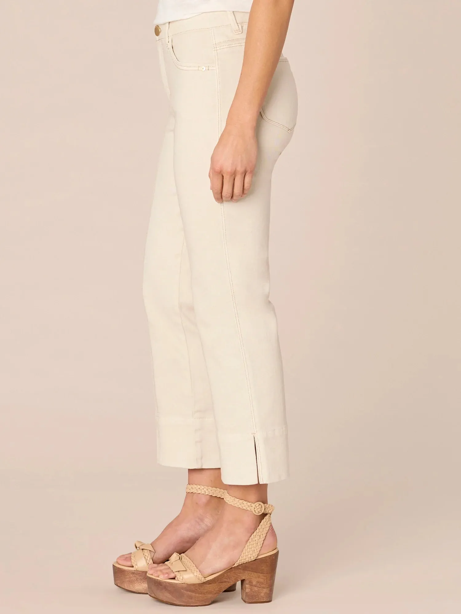 Plus size jeans-"Ab"solution comfortable Seam Slit Hem Kick Flare pant