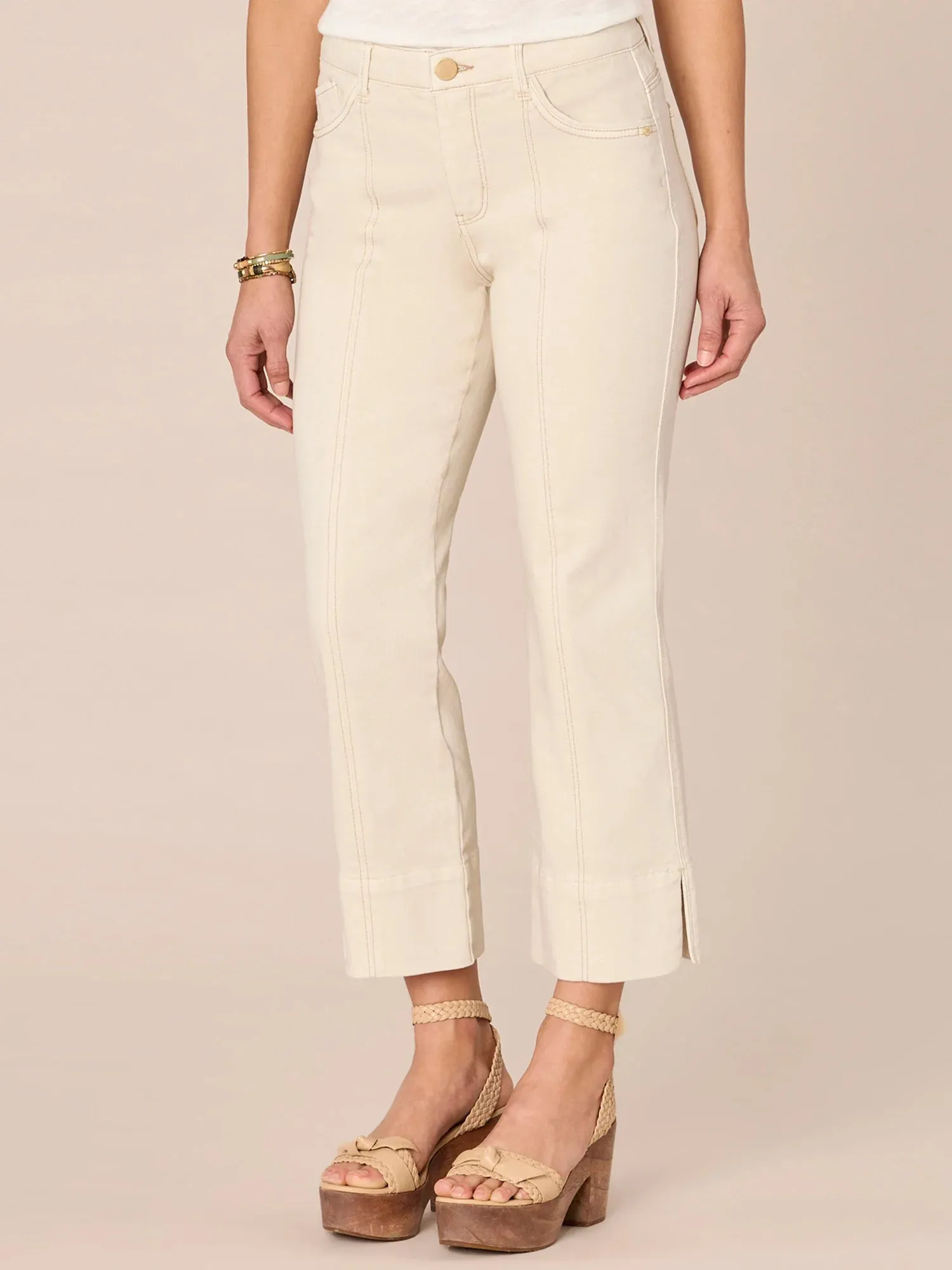 Plus size jeans-"Ab"solution comfortable Seam Slit Hem Kick Flare pant