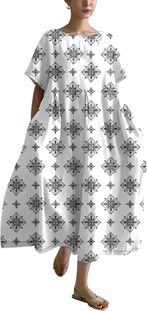 Plus Size Summer Maxi Dress for Women 2025 Trendy Boho Floral Dress Short Sleeve Flowy Sun Dresses with Pockets