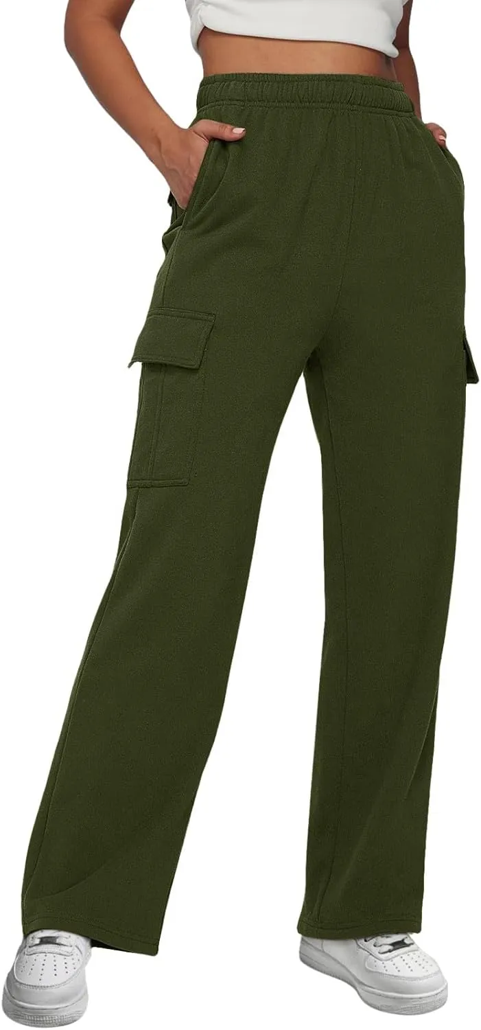 Plus Size Trousers Yoga Pants Women with Pockets Cotton Womens Casual Pants Split Flowy high Waisted mom Jeans for Women Women's Extra Favorite Elastic Long Palazzo Pants for Women Tall
