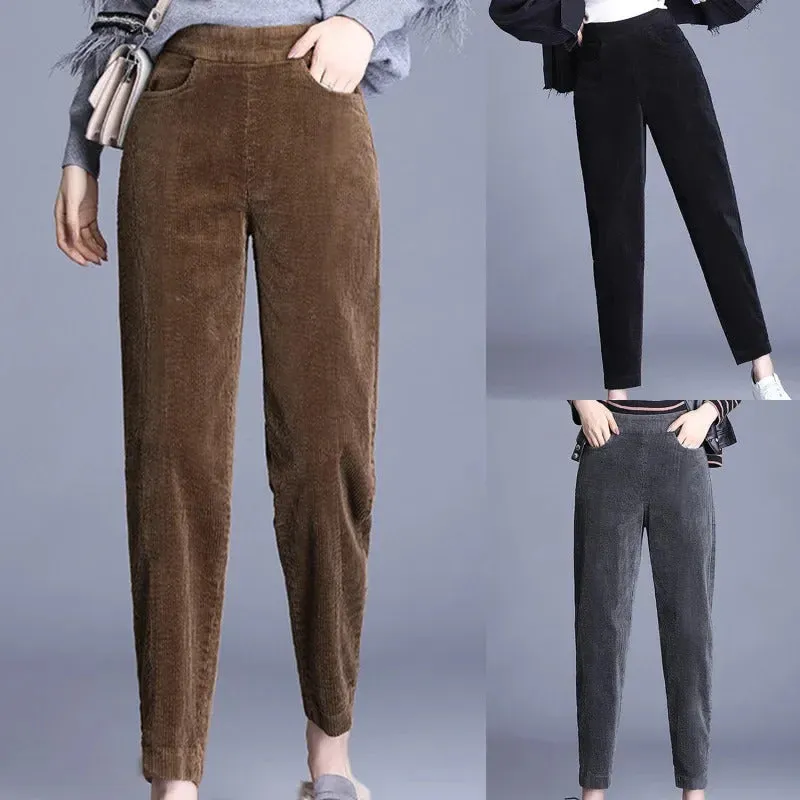 Plush Thick Casual Pants Women Corduroy Warm Pants Autumn Winter Leggings High Waist Harem Pants Trousers Women Брюкиженские