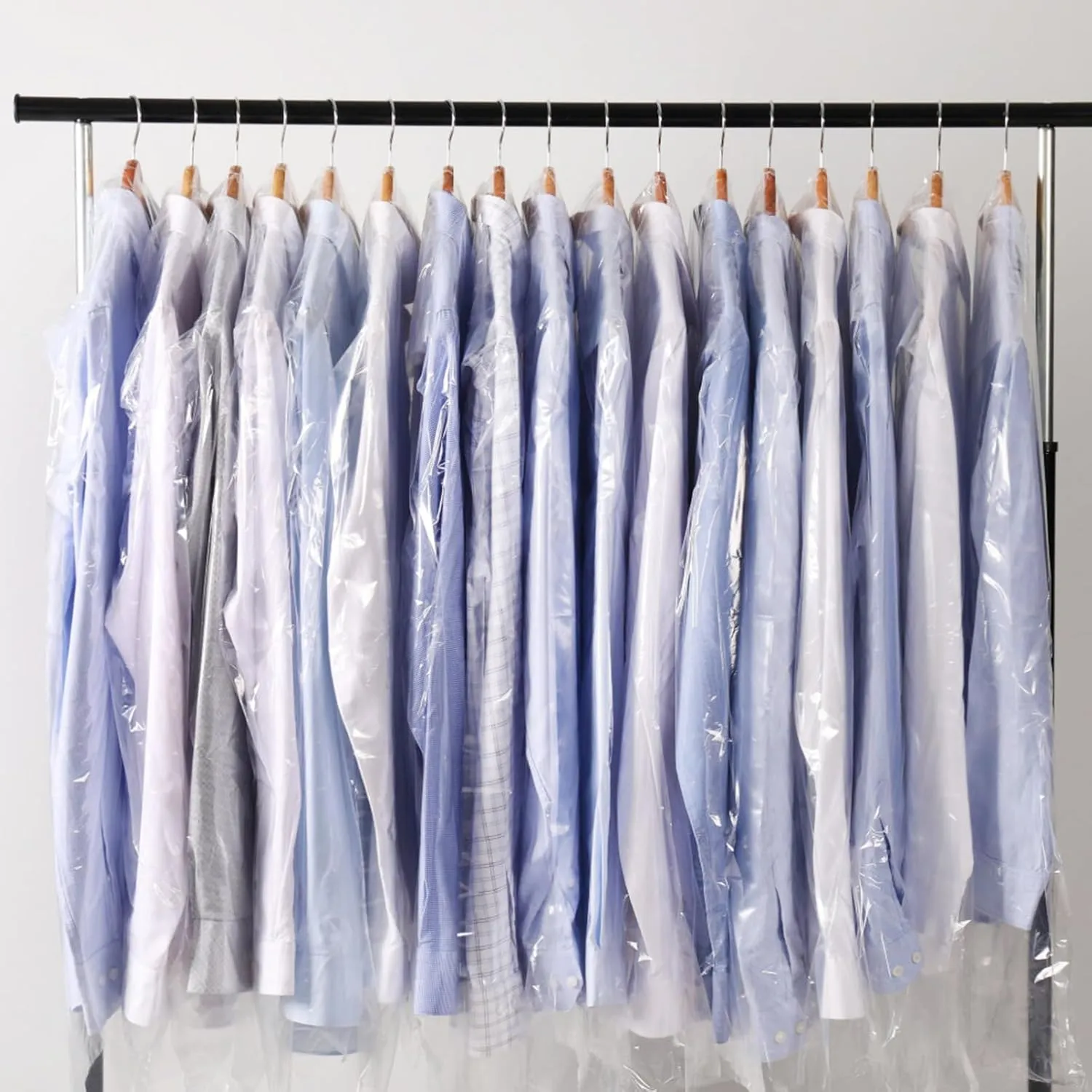 PRETYZOOM 30pcs Clear Garment Bags For Hanging Clothes, Transparent Suit Bags For Closet Storage, Reusable Clothing For Coats And Uniforms