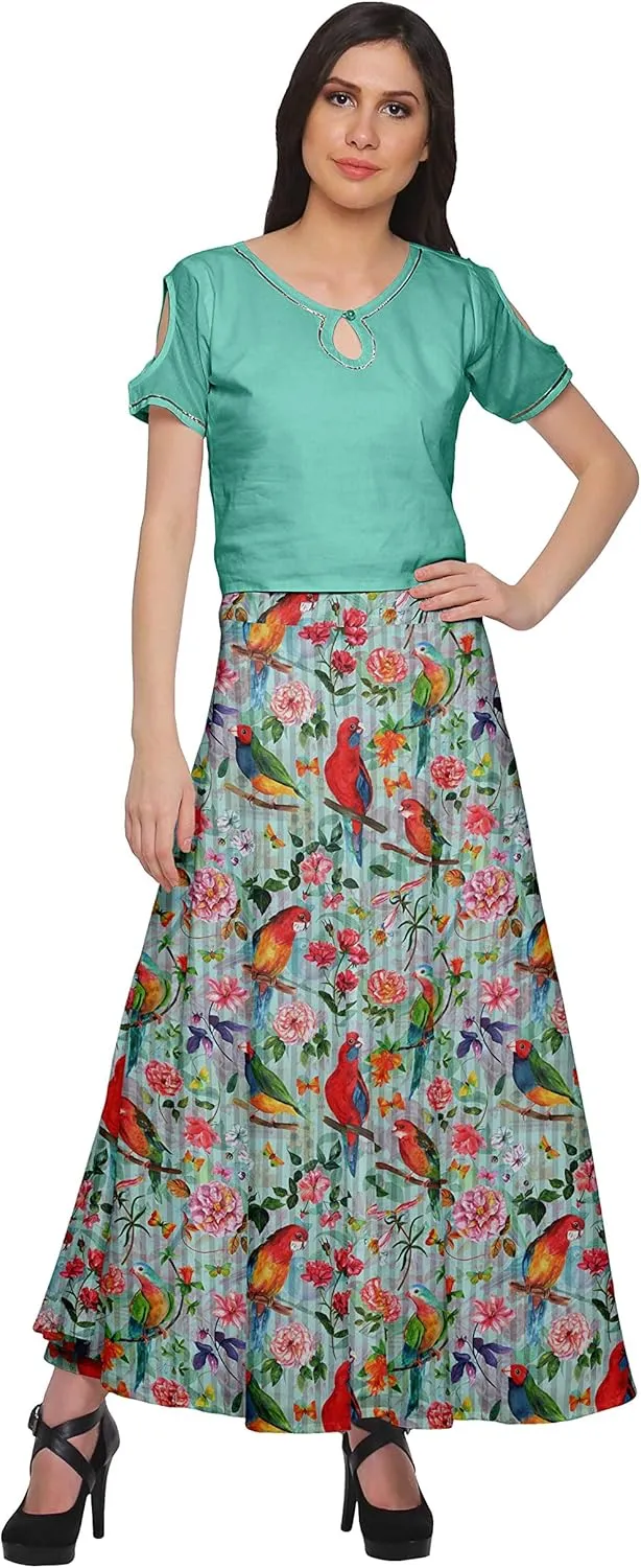 Printed Maxi Skirt for Women Long Wrap Skirt Girls Casual Wear Clothing