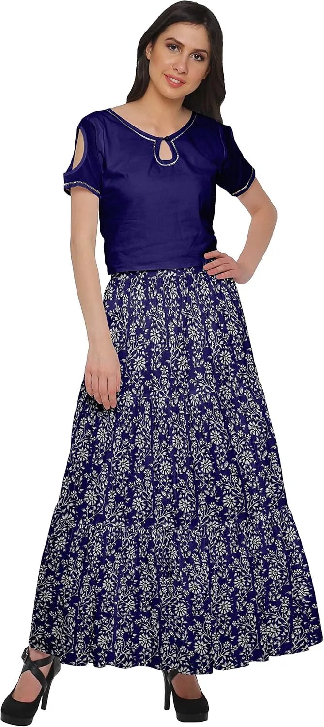 Printed Women Skirts Flared Wrap Style Skirt for Girls Casual Clothing