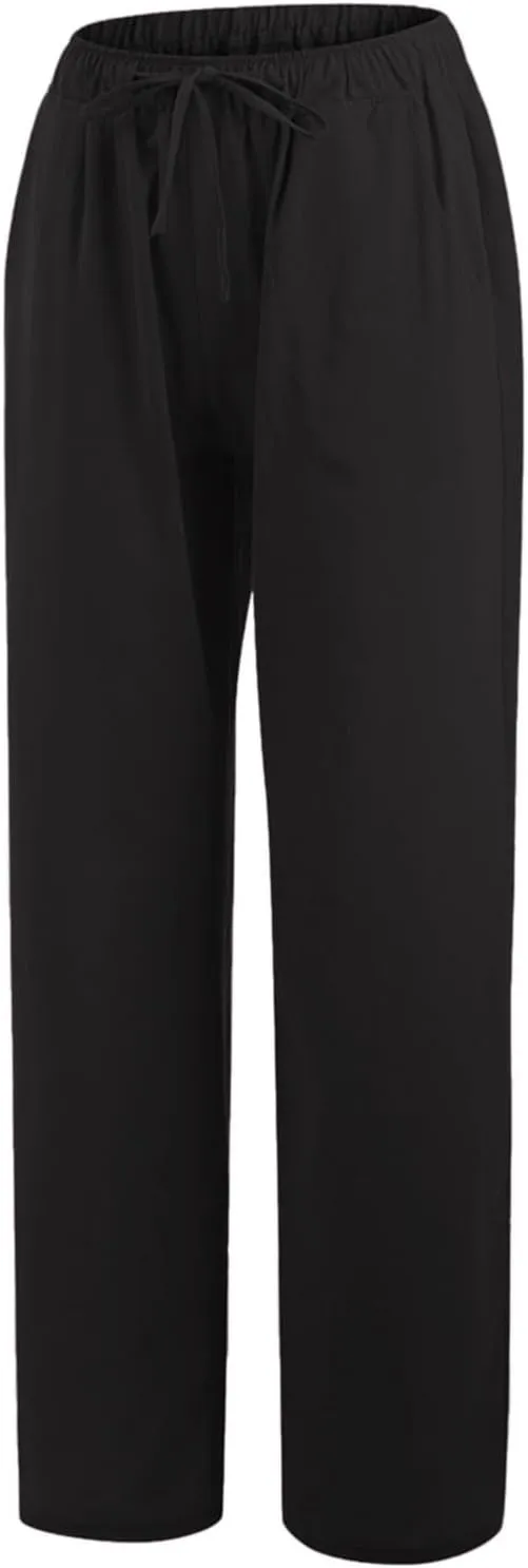 PTOLOCIF Cotton Linen Pants Women,Wide Leg Harem Pants Loose Elastic Waist Palazzo Pants Comfy Lounge Baggy Sweatpants