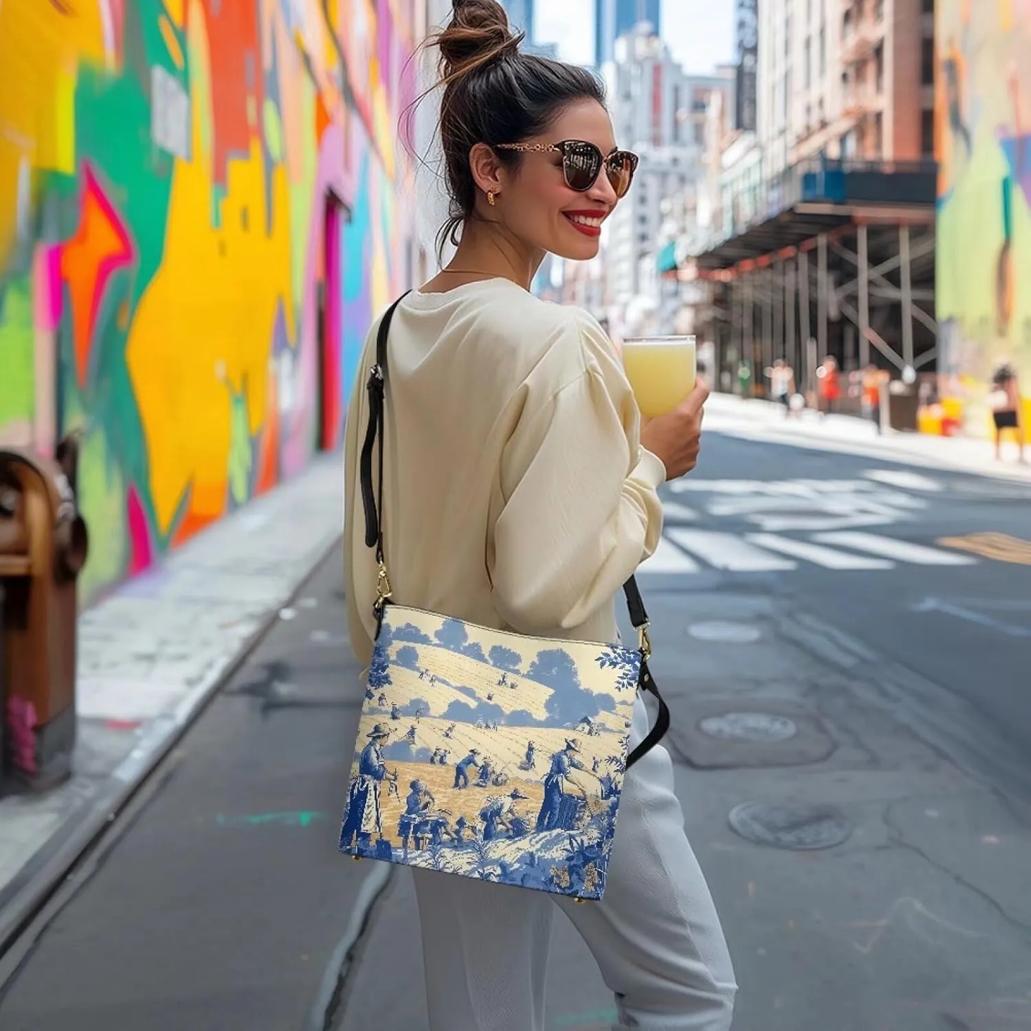PU Leather Purse for Women Vintage Floral Bucket Tote Bag Crossbody Hobo Handbag, Skulls Satchel Shoulder Tote Bags