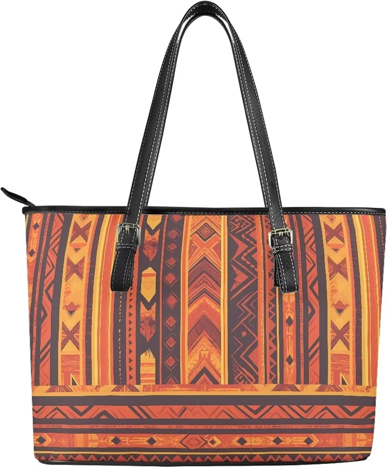 PU Leather Work Bag for Women Boho Tribal Tote Bag, Leather Business Office Bag Waterproof Leather Laptop Bag