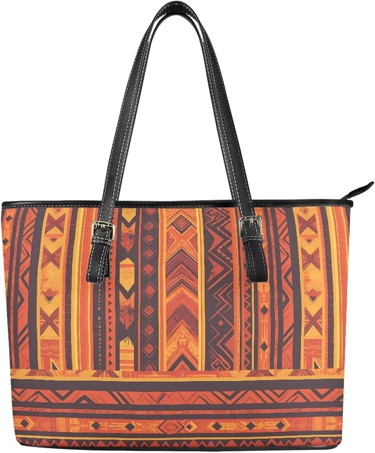 PU Leather Work Bag for Women Boho Tribal Tote Bag, Leather Business Office Bag Waterproof Leather Laptop Bag