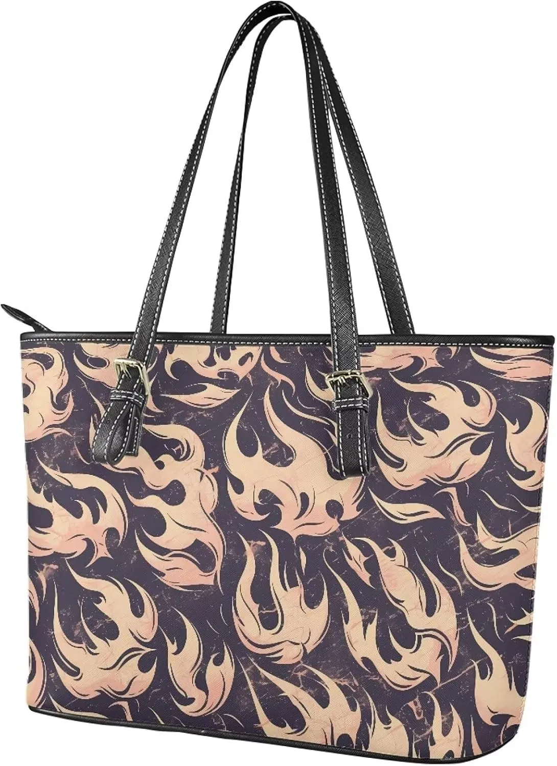 PU Leather Work Bag for Women Boho Tribal Tote Bag, Leather Business Office Bag Waterproof Leather Laptop Bag